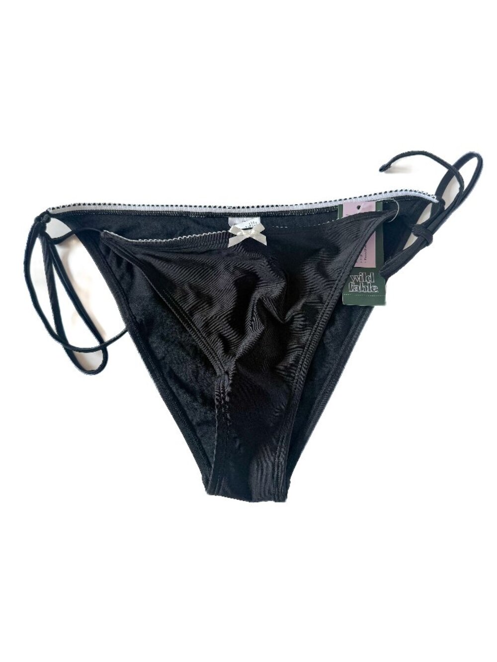 NWT Wild Fable Low Rise High Leg Extra Cheeky Bikini Bottom Black Size Medium M